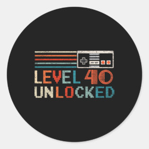 Unlocked Level 40 Birthday Boy Video Game Controll Runder Aufkleber