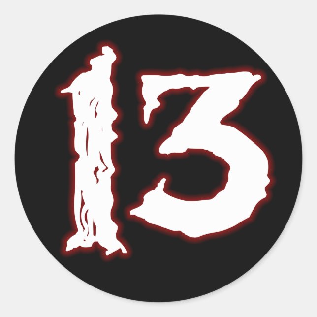 UNLUCKY NUMMER 13! RUNDER AUFKLEBER (Vorderseite)