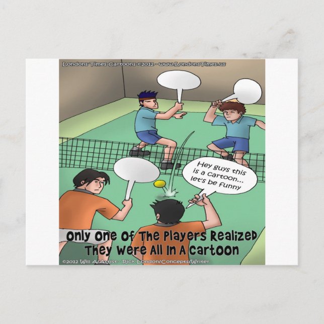 Unlustiger Tennis Cartoon T-Shirts Karten Geschenk (Vorderseite)