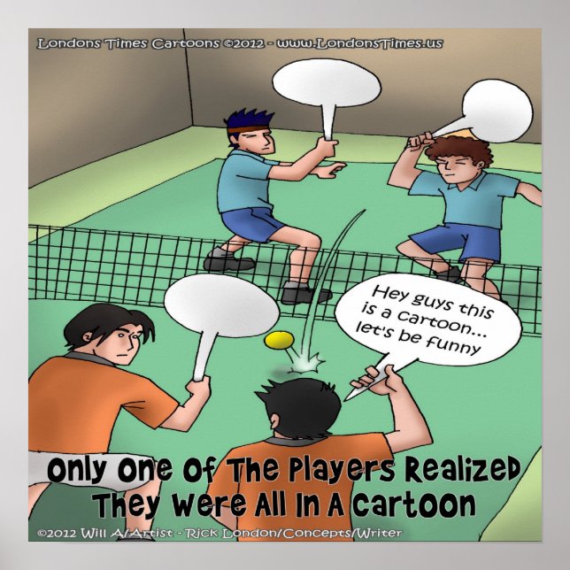 Unlustiges Tennis Cartoon Poster (eigentlich lusti (Vorne)