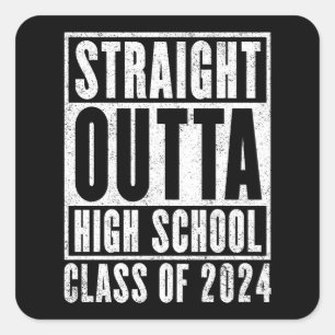 Unmittelbar an der High School 2024 (Not leidend) Quadratischer Aufkleber