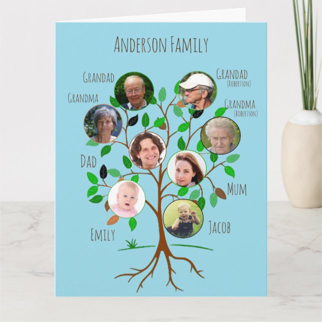 Unmittelbare Familien-Foto-Baum Karte (Vorderseite)