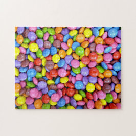 Unmögliche Jigsaw-Puzzle mit farbenfrohen Süßigkei