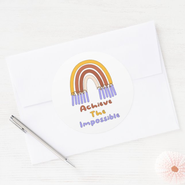 Unmögliche motivierend, farbenfrohe Regenbogen Runder Aufkleber (Umschlag)