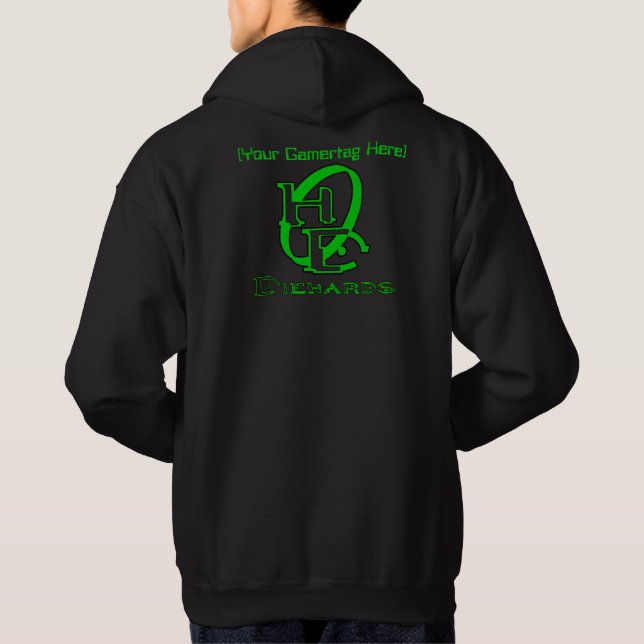 Unnachgiebige Menschengamer-grafisches Grün Ihr Hoodie (Rückseite)