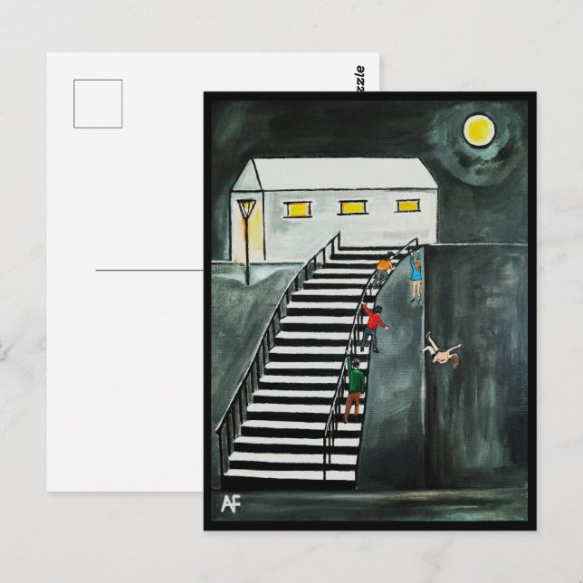 Unnötige Schritte Malerei von Alfred Fox Postkarte (Vorne/Hinten)