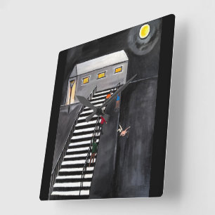 Unnötige Schritte Malerei von Alfred Fox Quadratische Wanduhr