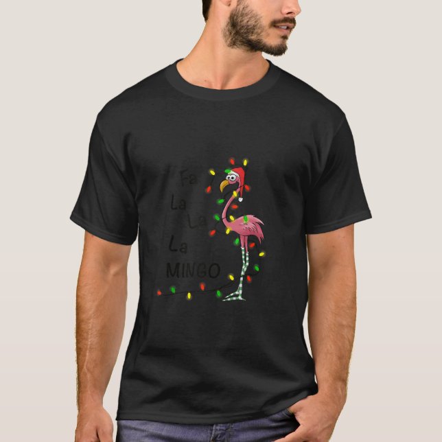 Unny Falalamingo Weihnachtslicht Kinder erwachsene T-Shirt (Vorderseite)