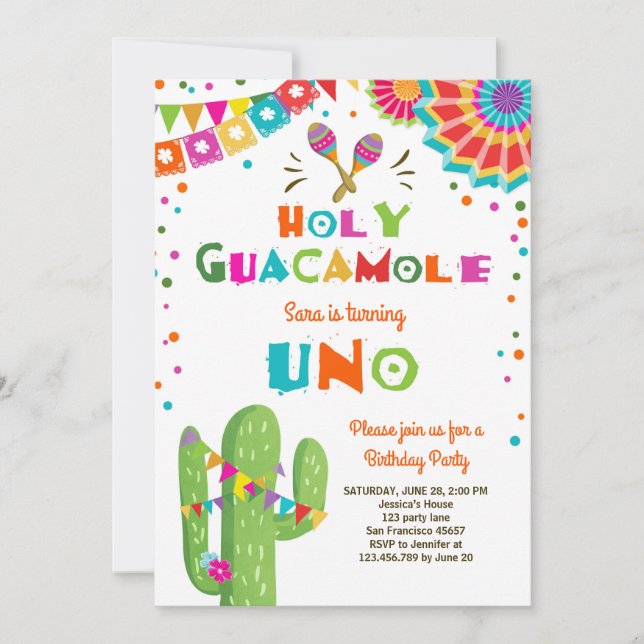 Uno Fiesta Première invitation anniversaire Cactus (Devant)