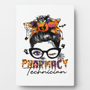 Unordentliche-Bun-Apotheken-Techniker-Halloween-Pa Fotoplatte