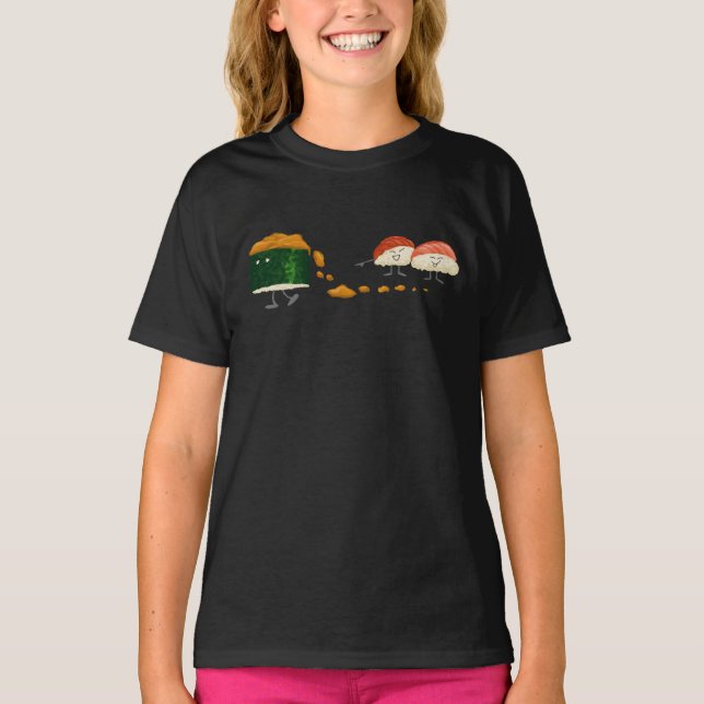 Unordentliche Uni lustige Sushi T-Shirt (Vorderseite)