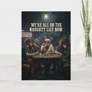 Unordentliche Weihnachtselfen-Diner-Dark-Humor-Wei Karte