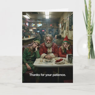 Unordentliche Weihnachtselfen-Diner-Dunkelhumor Karte