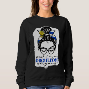 Unordentlicher Bun Uruguay-Flagge Hispanic Heritag Sweatshirt