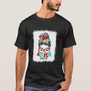 Unordentlicher Dutt Haare Autismus Schwester Puzzl T-Shirt