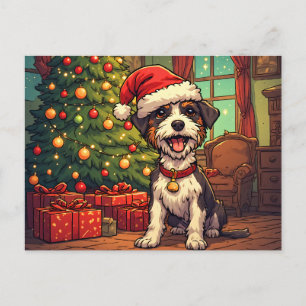 Unordentlicher Hund Weihnachtsmann Hut Weihnachtsb Feiertagspostkarte