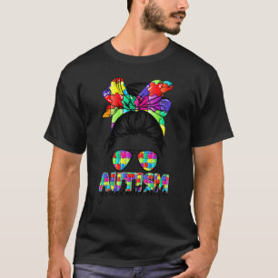 Unordentliches Bun-Bandana Großmutter Frauen Autis T-Shirt