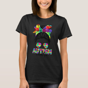 Unordentliches Bun-Bandana Oma Unterstützende Frau T-Shirt