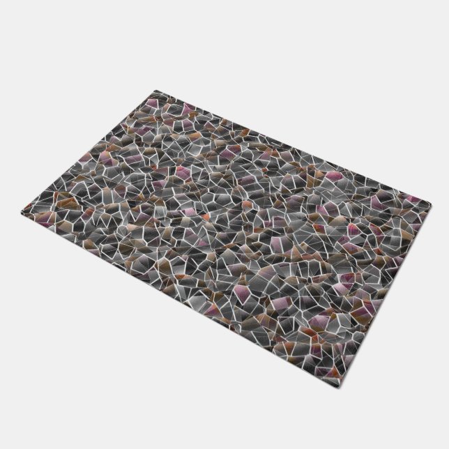 Unordnung von grobem Lachs und grauem Mosaik Fußmatte (Schrägansicht)