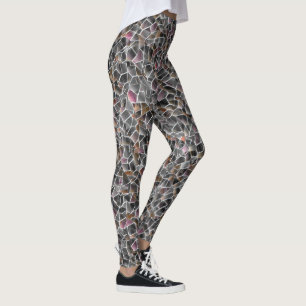 Unordnung von grobem Lachs und grauem Mosaik Leggings