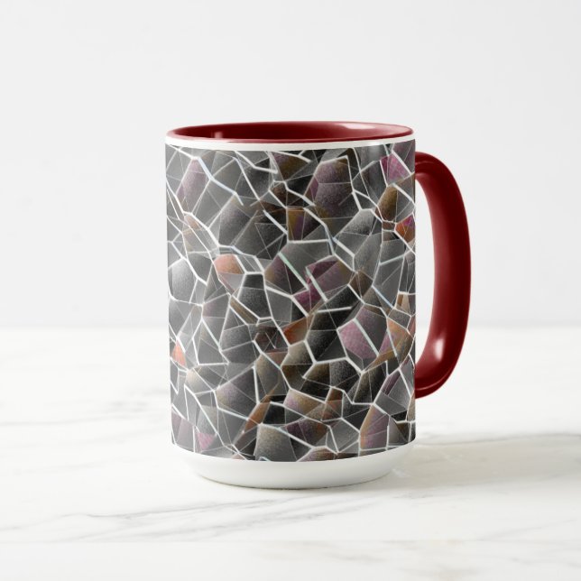 Unordnung von grobem Lachs und grauem Mosaik Tasse (VorderseiteRechts)