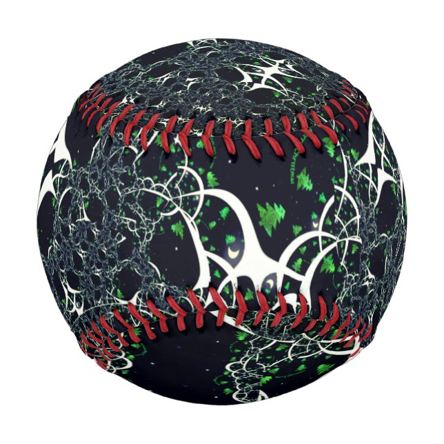 Unperfektes weißes Fraktal auf schwarzem Raum, ges Baseball (Vorderseite)