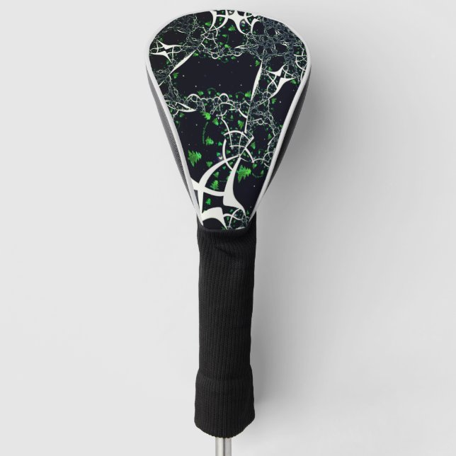 Unperfektes weißes Fraktal auf schwarzem Raum, ges Golf Headcover (Vorderseite)