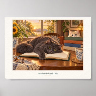 Unplanmäßiger Buchclub-Lesekatzen-Kunstdruck Poster