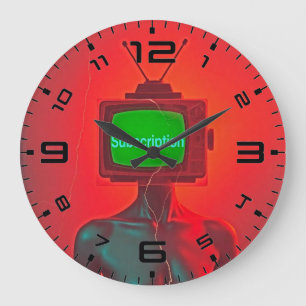 Unplug-Zeit – Retro-TV-Kopf-Uhr Große Wanduhr