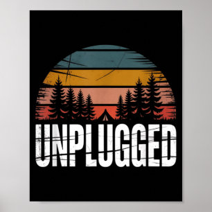 Unplugged Camng-Shirt Retro-Sonnenuntergang-Wald-N Poster