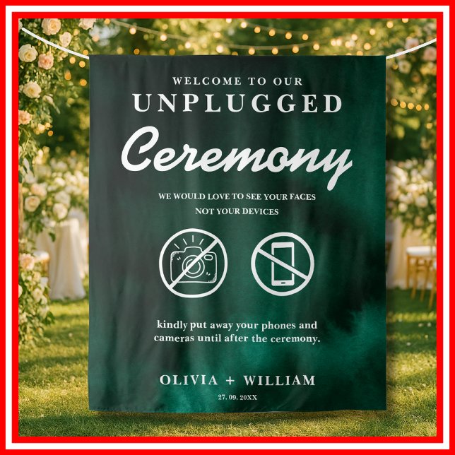 Unplugged Ceremony Emerald Green Backdrop Wandteppich (Von Creator hochgeladen)