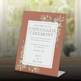 Unplugged Ceremony Greenery Terracotta Wedding Sockelschild