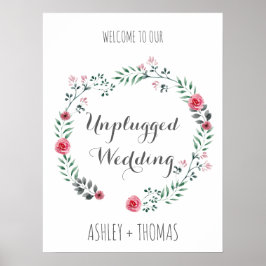 UNPLUGGED Wedding Begrüßung Blumenkalligrafie-Zeic Poster