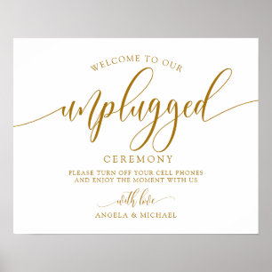 Unplugged Wedding Ceremony - Typografie - Dusty Bl Poster