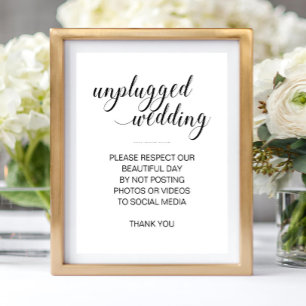 Unplugged Wedding No Social Media Sign Poster