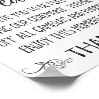 Unplugged Wedding Sign, Wedding Printables" Poster