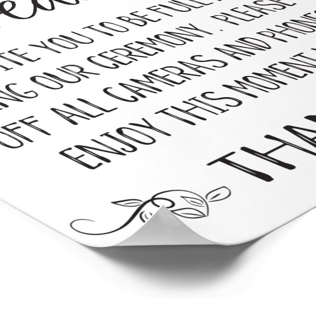 Unplugged Wedding Sign, Wedding Printables" Poster (Ecke)