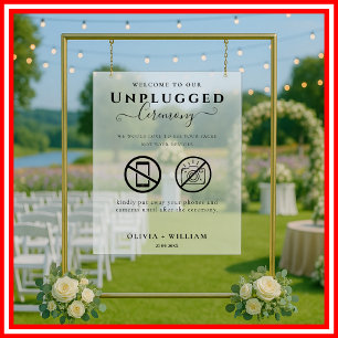 Unplugged Zeremonie Frosted Hochzeitsschild Acrylschild