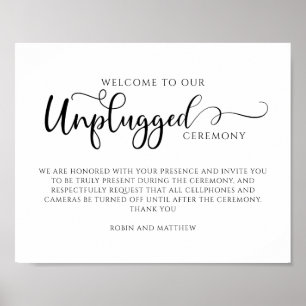 Unplugged-Zeremonie, moderne Kalligrafie, schwarz Poster