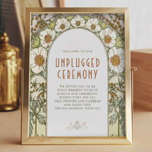 Unplugged Zeremonie Signieren Vintagen Jugendstil Poster