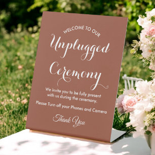 Unplugged Zeremonie Terracotta Wedding Sockelschild