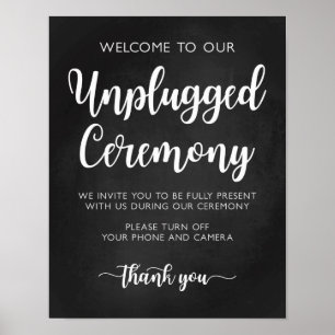 Unplugged Zeremony Wedding Sign Modern Calligraphy Poster