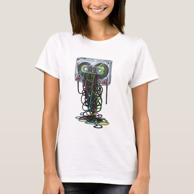 Unraveled Retro Cassette Explosion T-Shirt (Vorderseite)