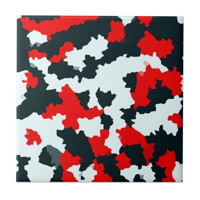 Unregelmäßige Crystaline Abstrakt Mosaic Red Camou Fliese (Vorderseite)