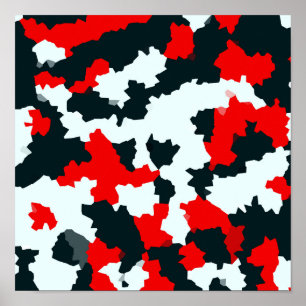 Unregelmäßige Crystaline Abstrakt Mosaic Red Camou Poster