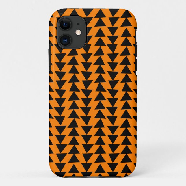 Unregelmäßige Dreiecke - schwarz auf orange Case-Mate iPhone Hülle (Rückseite)