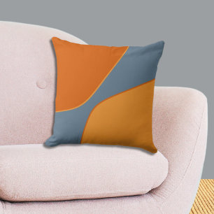 Unregelmäßige Orangen- und Blauer Quarter-Formen Kissen