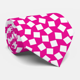 Unregelmäßige Quadrate - Weiß auf Hot Pink Krawatte