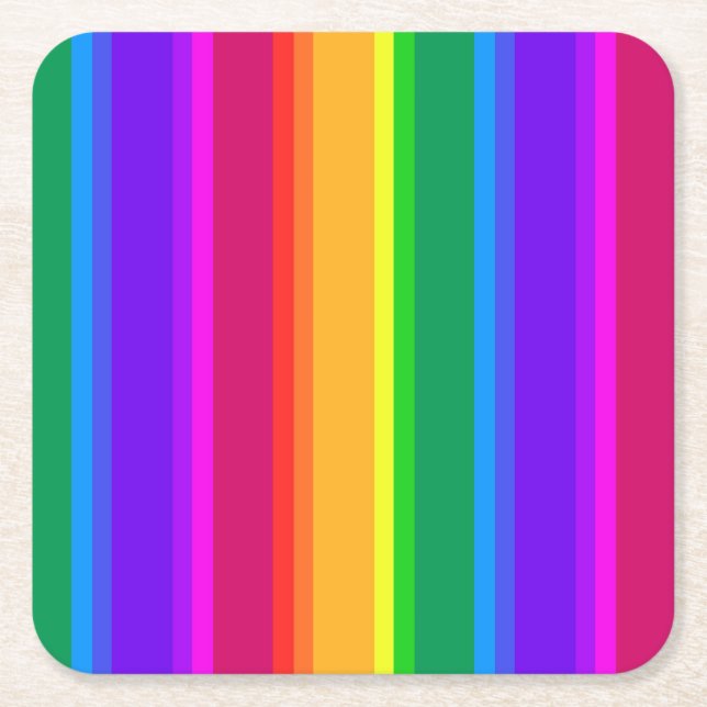 Unregelmäßige Regenbogenstreifen Rechteckiger Pappuntersetzer (Vorderseite)