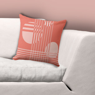 Unregelmäßige Streifen und Kreise rosa Kissen